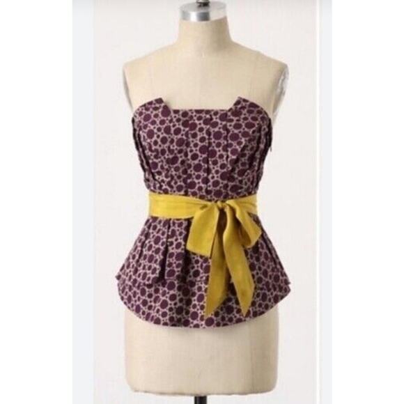 Anthropologie 8 Maeve Corset Bustier Top Peplum Holiday Christmas - Picture 1 of 2